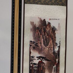 Chinese Fine Silk Painting Scroll Wall Ribboned - Great Condition